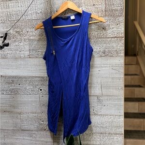 Venus | Side-Slit Lined Tunic Tank Top - M, Blue/Black